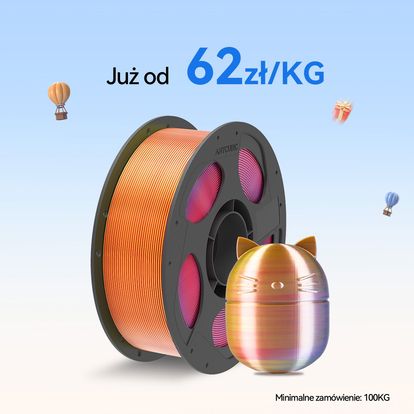 PLA Jedwab Dual / Trójkolorowy 10-100KG